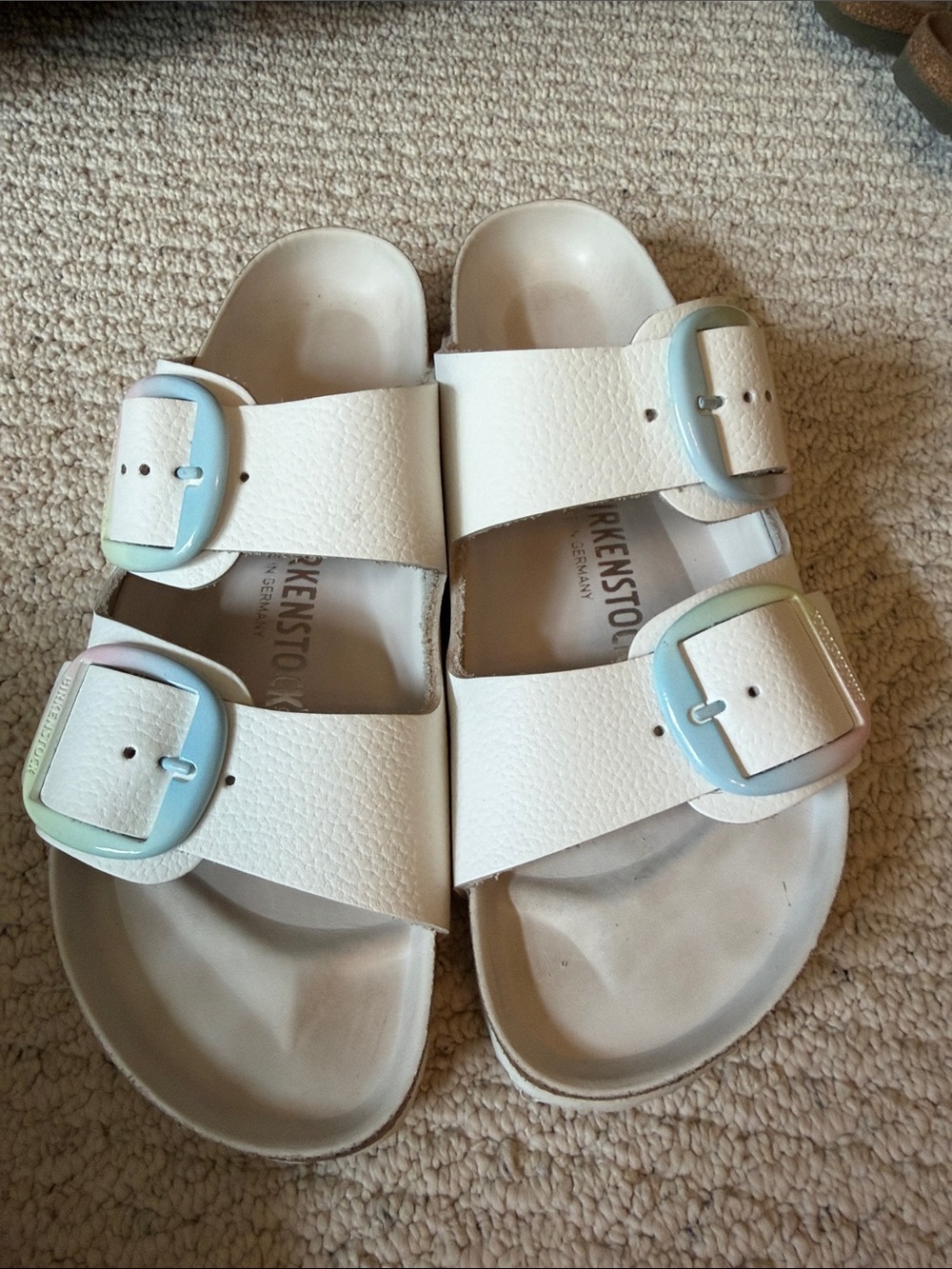 Birkenstock Arizona Big Buckle Pebble Leather White Sandals